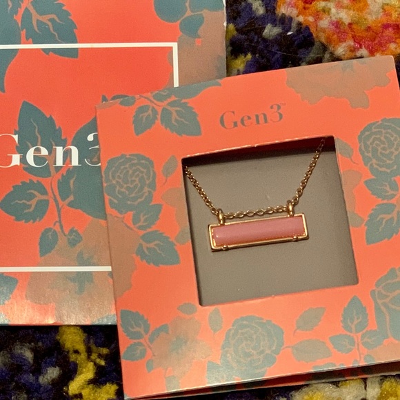 🆕 Gen 3 gold bar with rose gem pendant - Picture 1 of 3